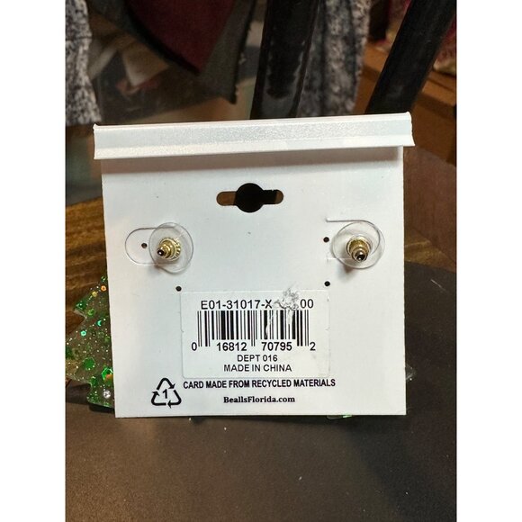 Brighten The Season Christmas Tree Earrings With Glitter Star Topper Christmas - Picture 5 of 5